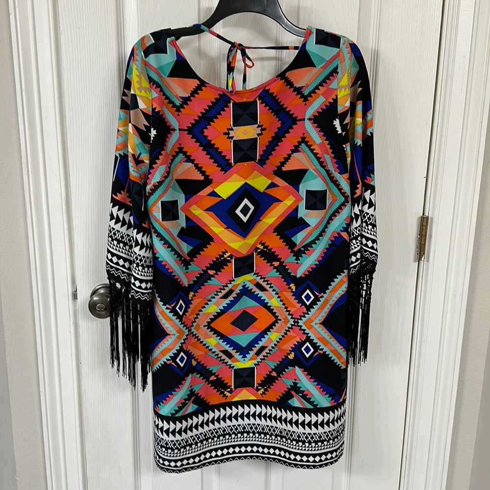 Gianni Bini multicolored dress with fringe sleeves